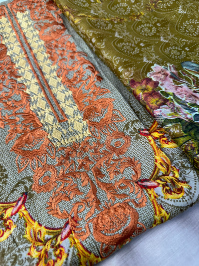 Unstitched Suit Material- 380 Orange