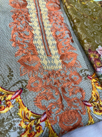 Unstitched Suit Material- 380 Orange