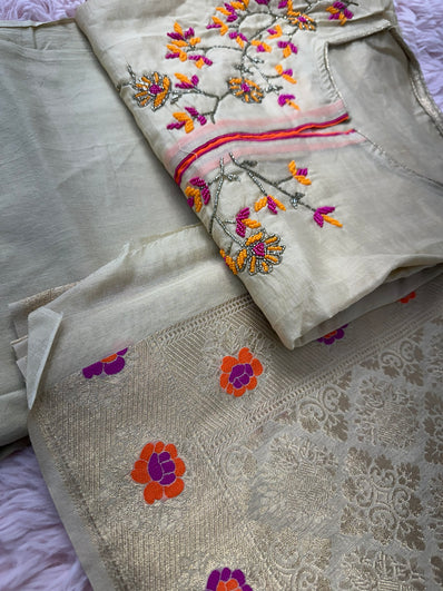 Semi Stitched Suit Material- 423 Beige