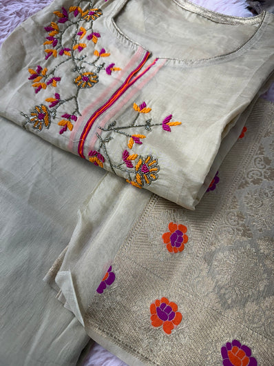 Semi Stitched Suit Material- 423 Beige