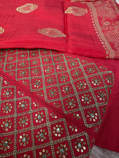 Semi Stitched Suit Material- 422 Pink