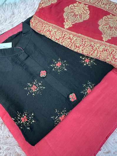 Semi Stitched Suit Material- 420 Black