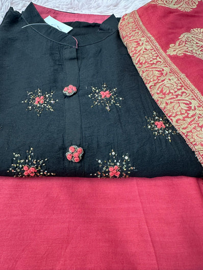 Semi Stitched Suit Material- 420 Black