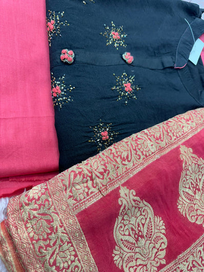 Semi Stitched Suit Material- 420 Black