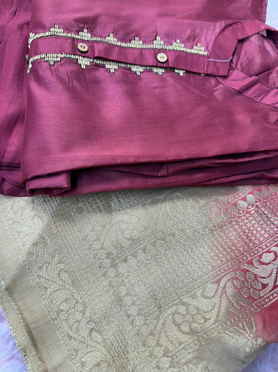 Semi Stitched Suit Material- 419 Maroon