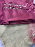 Semi Stitched Suit Material- 419 Maroon