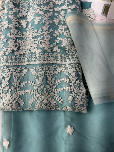 Semi Stitched Suit Material- 437 Light Blue