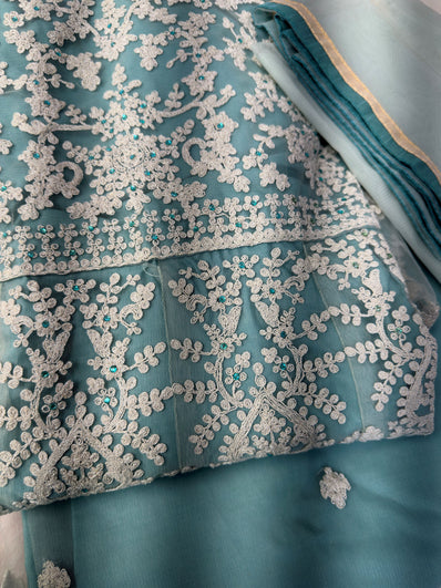 Semi Stitched Suit Material- 437 Light Blue