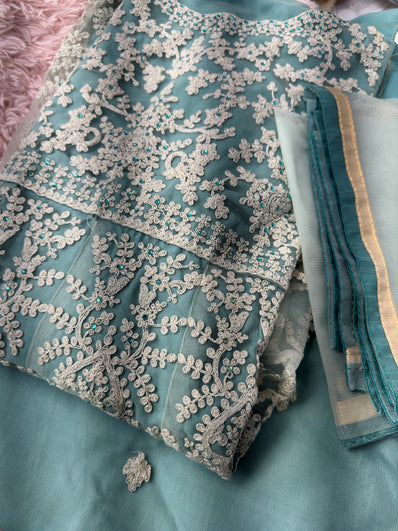 Semi Stitched Suit Material- 437 Light Blue