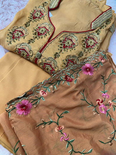 Semi Stitched Suit Material- 425 Dark GoldenRod