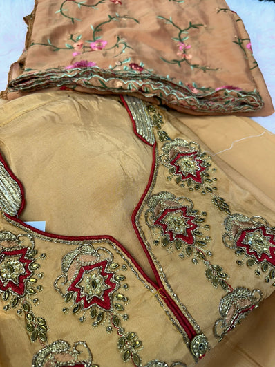 Semi Stitched Suit Material- 425 Dark GoldenRod