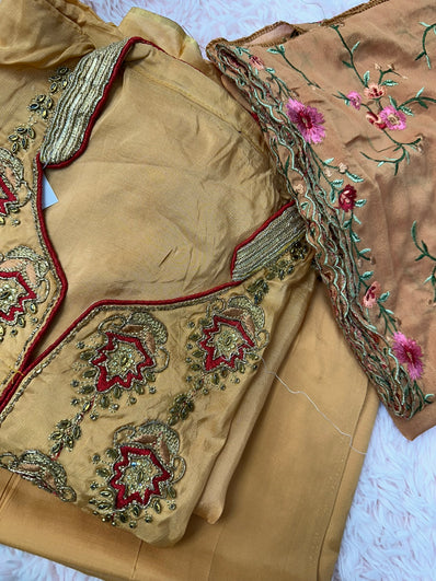 Semi Stitched Suit Material- 425 Dark GoldenRod