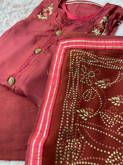 Semi Stitched Suit Material- 426  Maroon