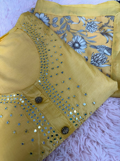 Semi Stitched Suit Material- 424 Yellow