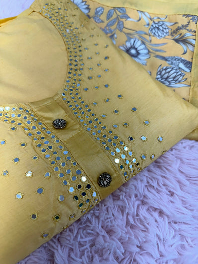 Semi Stitched Suit Material- 424 Yellow