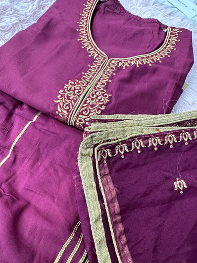 Semi Stitched Suit Material- 435 Plum