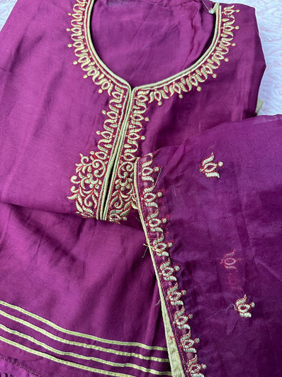 Semi Stitched Suit Material- 435 Plum