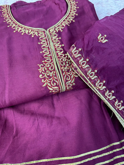 Semi Stitched Suit Material- 435 Plum