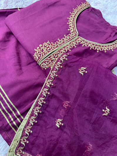 Semi Stitched Suit Material- 435 Plum