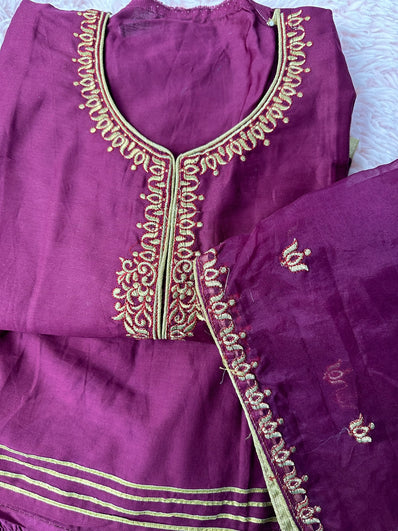 Semi Stitched Suit Material- 435 Plum