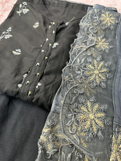 Semi Stitched Suit Material- 429 Black