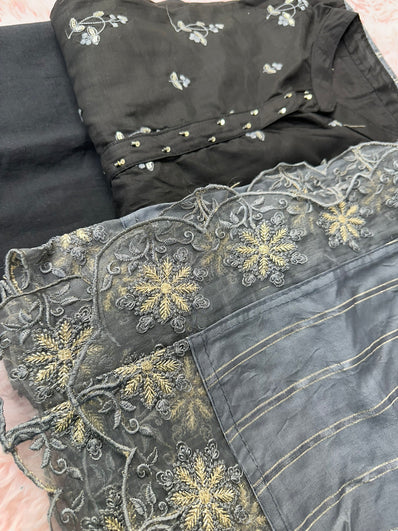 Semi Stitched Suit Material- 429 Black