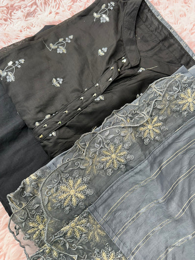 Semi Stitched Suit Material- 429 Black