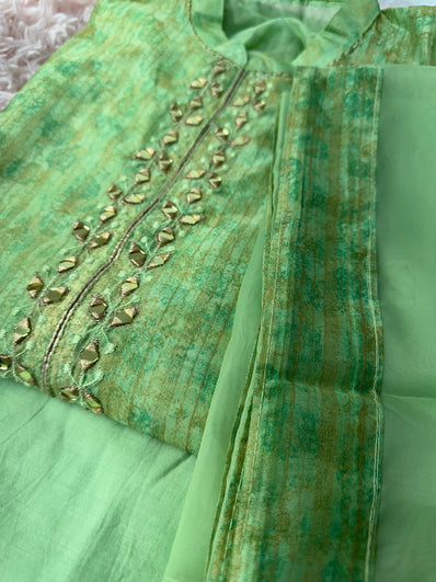 Semi Stitched Suit Material- 415 Green