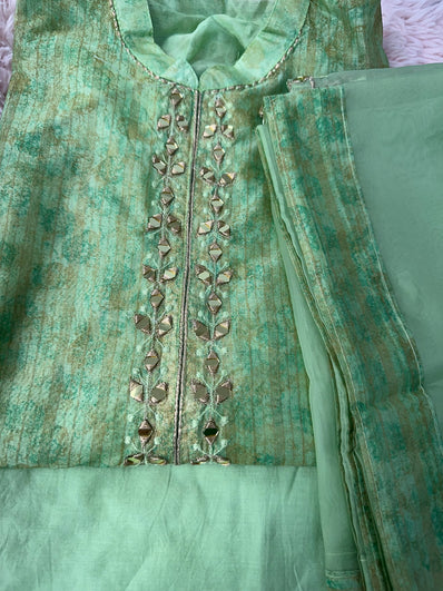 Semi Stitched Suit Material- 415 Green