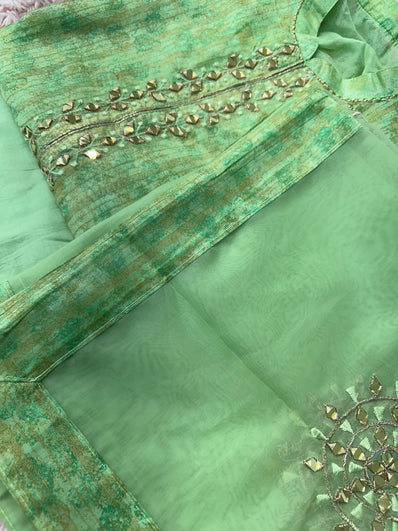 Semi Stitched Suit Material- 415 Green