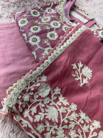 Semi Stitched Suit Material- 414 Pink