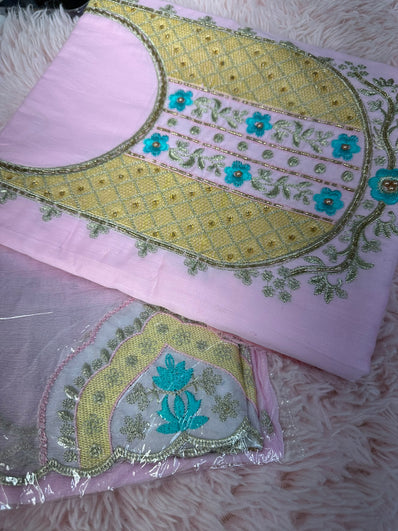 Unstitched Suit Material- 399 Pink