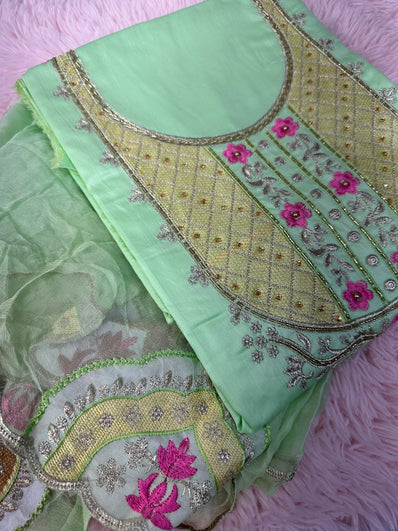 Unstitched Suit Material- 399 Green