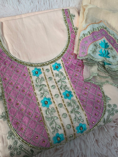 Unstitched Suit Material- 399 Coral