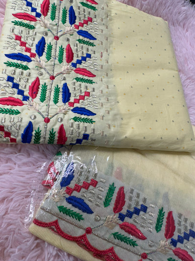 Unstitched Suit Material- 402 Yellow