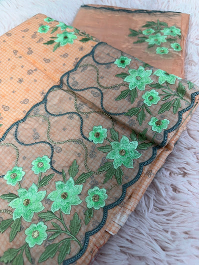 Unstitched Suit Material- 442 Peach