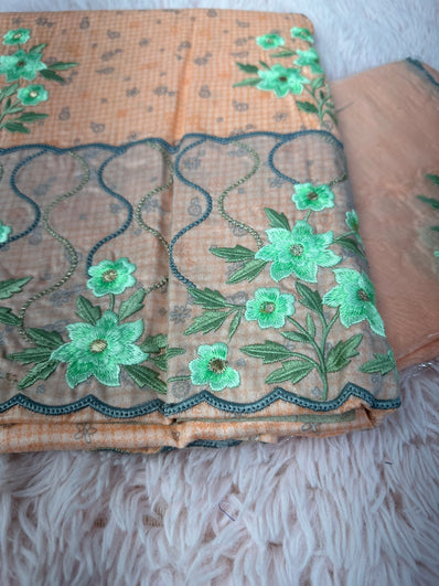 Unstitched Suit Material- 442 Peach