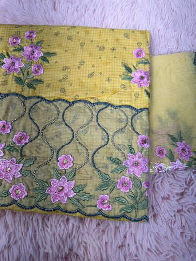 Unstitched Suit Material- 442 Yellow