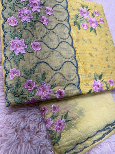 Unstitched Suit Material- 442 Yellow