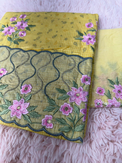 Unstitched Suit Material- 442 Yellow