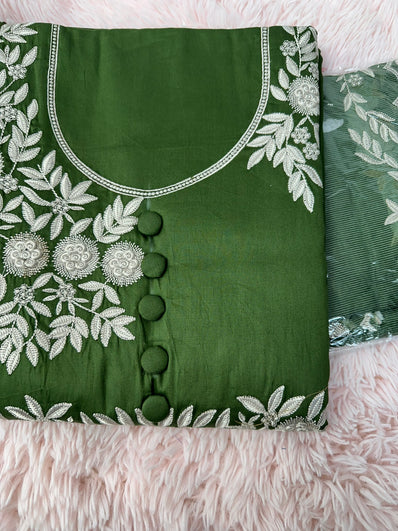 Unstitched Suit Material- 403 Green