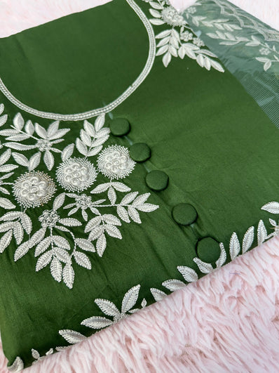 Unstitched Suit Material- 403 Green