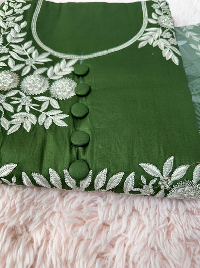 Unstitched Suit Material- 403 Green