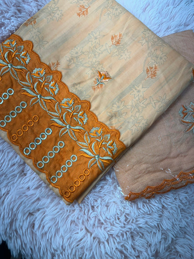 Unstitched Suit Material- 441 Orange