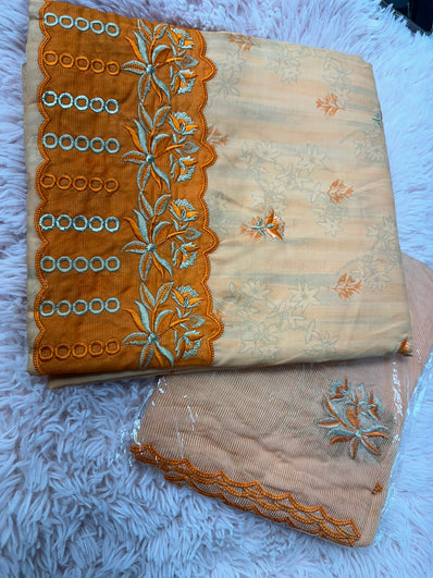 Unstitched Suit Material- 441 Orange