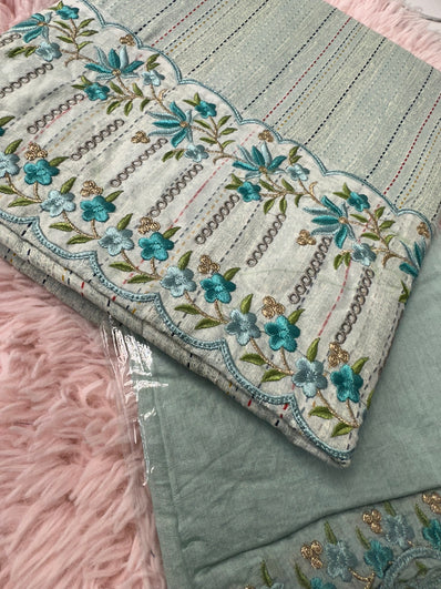 Unstitched Suit Material- 401 Blue