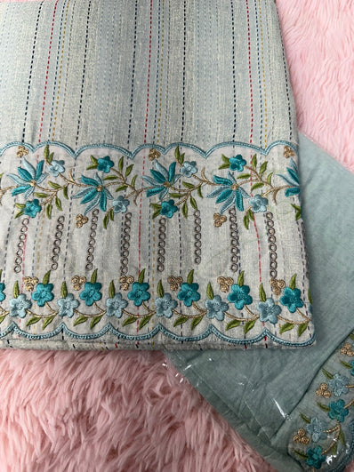 Unstitched Suit Material- 401 Blue