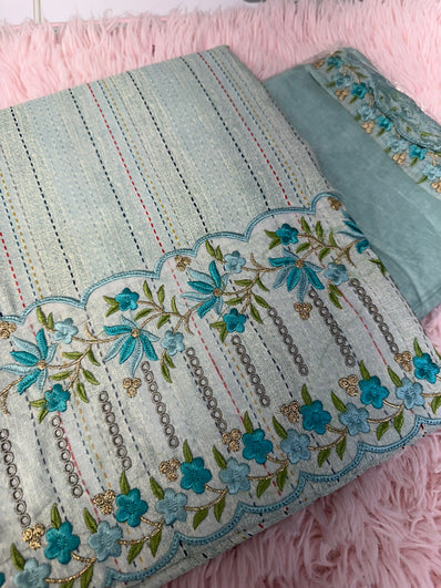 Unstitched Suit Material- 401 Blue