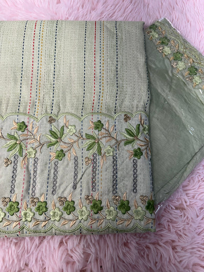 Unstitched Suit Material- 401 Green