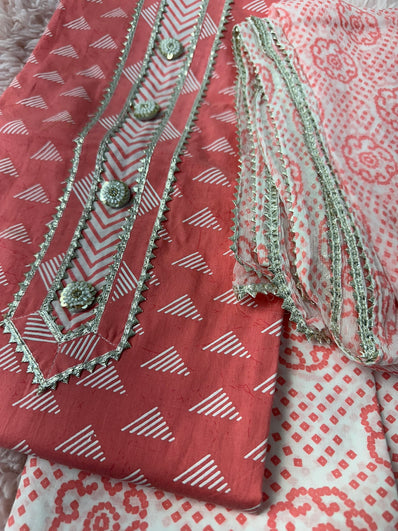 Unstitched Suit Material- 443 Pink